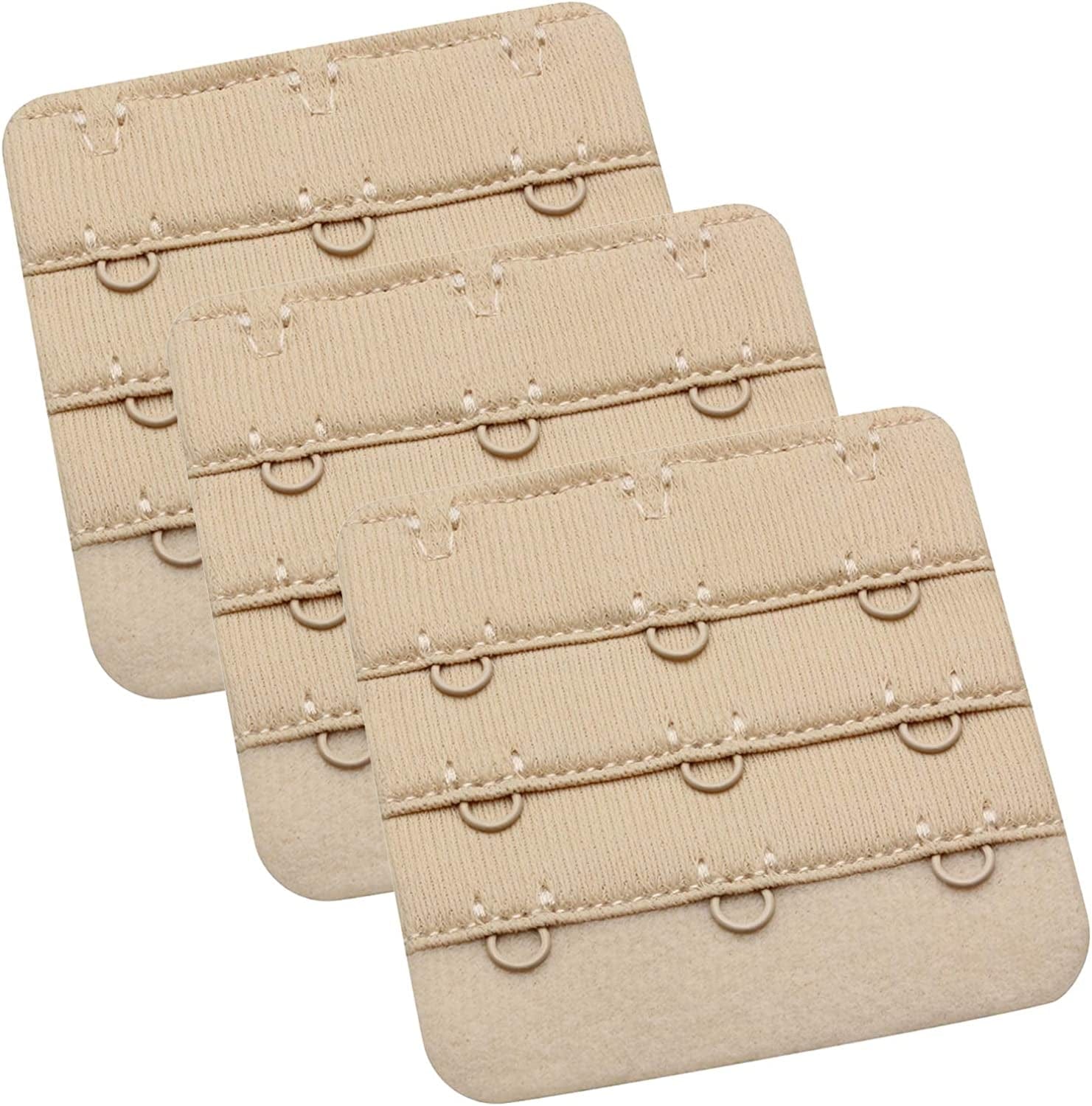Womens Bra Extender Bra Band Breathing Room 3Pcs-Pack Multi-Size Nude, 3 Hook 3/4 Inch