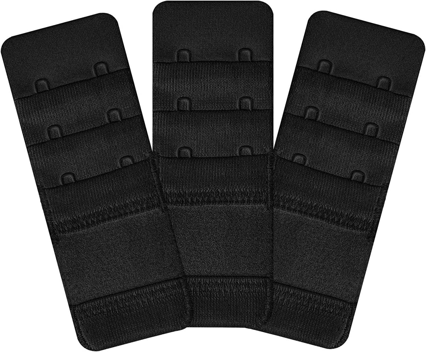 Womens Bra Extender Bra Band Breathing Room 3Pcs-Pack Multi-Size Black-elastic,2 Hook 3/4 Inch