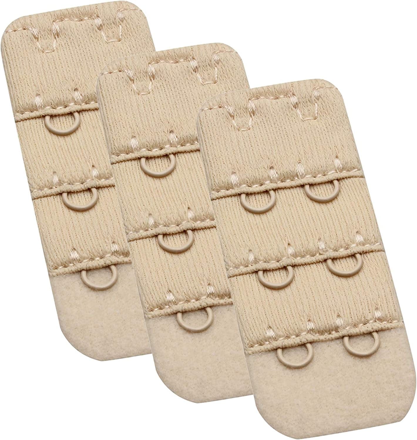 Womens Bra Extender Bra Band Breathing Room 3Pcs-Pack Multi-Size Nude, 2 Hook 3/8 Inch