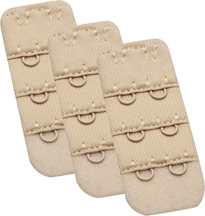 Womens Bra Extender Bra Band Breathing Room 3Pcs-Pack Multi-Size Nude, 2 Hook 3/8 Inch