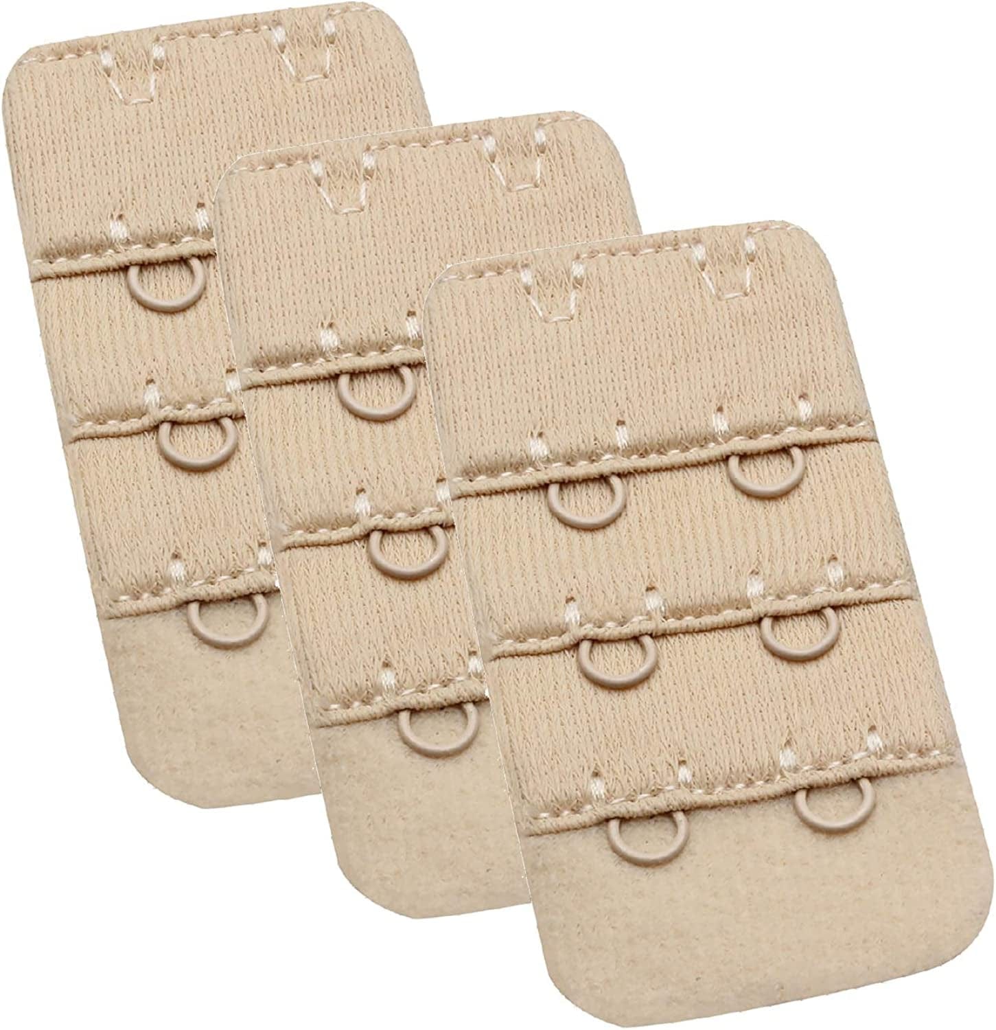 Womens Bra Extender Bra Band Breathing Room 3Pcs-Pack Multi-Size Nude, 2 Hook 1/2 Inch