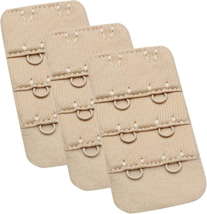 Womens Bra Extender Bra Band Breathing Room 3Pcs-Pack Multi-Size Nude, 2 Hook 1/2 Inch
