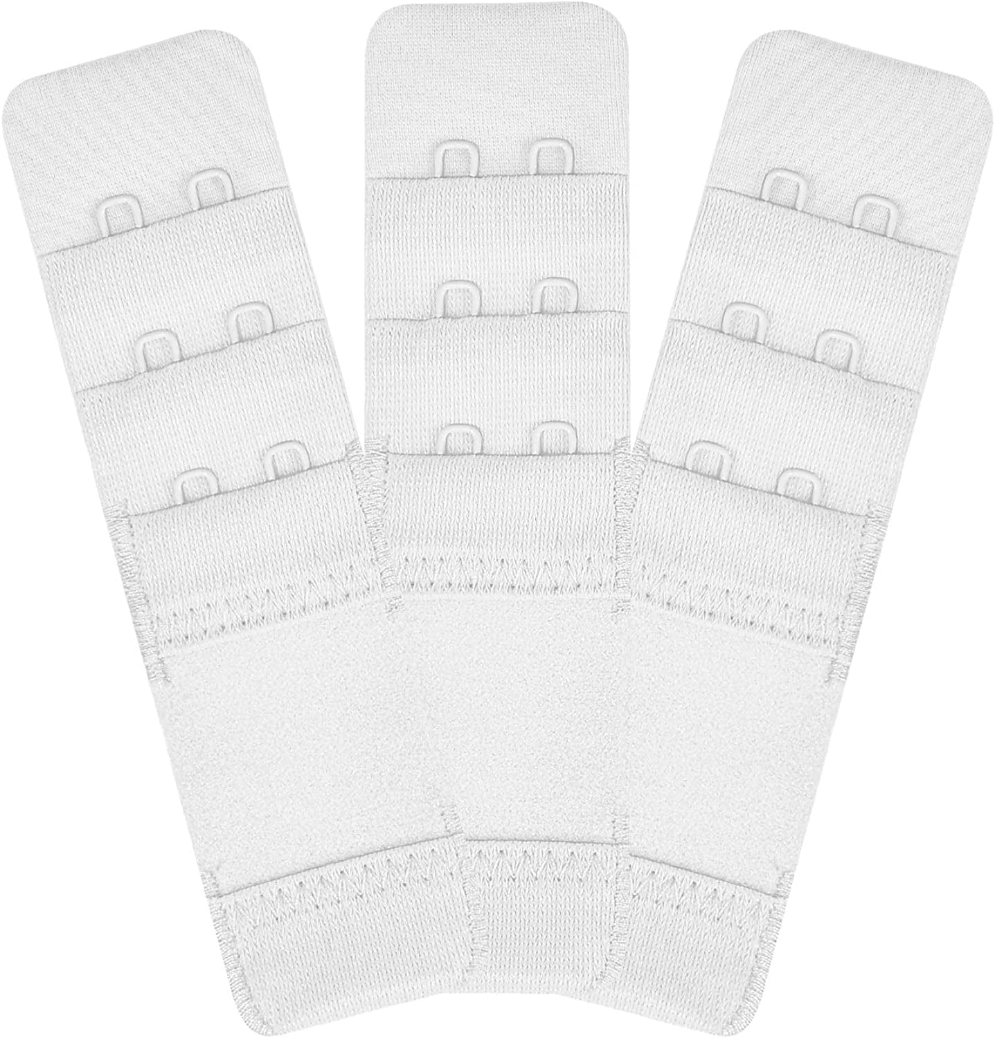 Womens Bra Extender Bra Band Breathing Room 3Pcs-Pack Multi-Size White-elastic,2 Hook 3/8 Inch