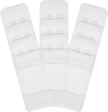 Womens Bra Extender Bra Band Breathing Room 3Pcs-Pack Multi-Size White-elastic,2 Hook 3/8 Inch