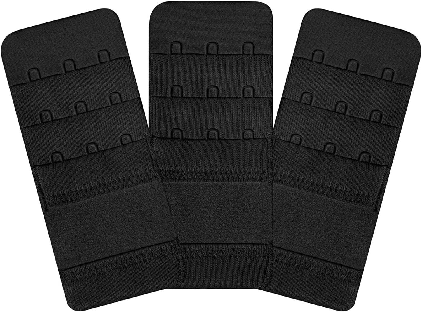 Womens Bra Extender Bra Band Breathing Room 3Pcs-Pack Multi-Size Black-elastic,3 Hook 1/2 Inch