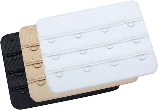 Womens Bra Extender Bra Band Breathing Room 3Pcs-Pack Multi-Size 4 Hook 3/4 Inch