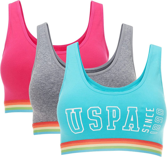 Womens Bras 3-Pack - Wireless Bras for Women - Sports Bras for Women Multipack 3 Pack Scuba Blue / Medium