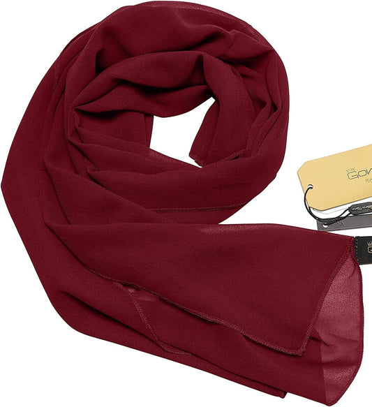 Womens Chiffon Bridal Evening Soft Wrap Scarf Shawl, Chiffon Lightweight Scarf for Women and Girls Apparel & Accessories > Clothing Accessories > Scarves & Shawls GownTown Darkred 3  