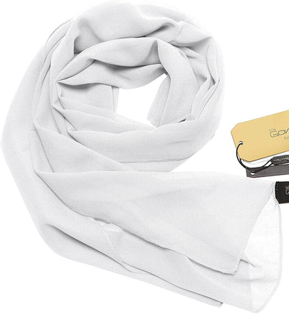 Womens Chiffon Bridal Evening Soft Wrap Scarf Shawl, Chiffon Lightweight Scarf for Women and Girls Apparel & Accessories > Clothing Accessories > Scarves & Shawls GownTown Ivory 3  