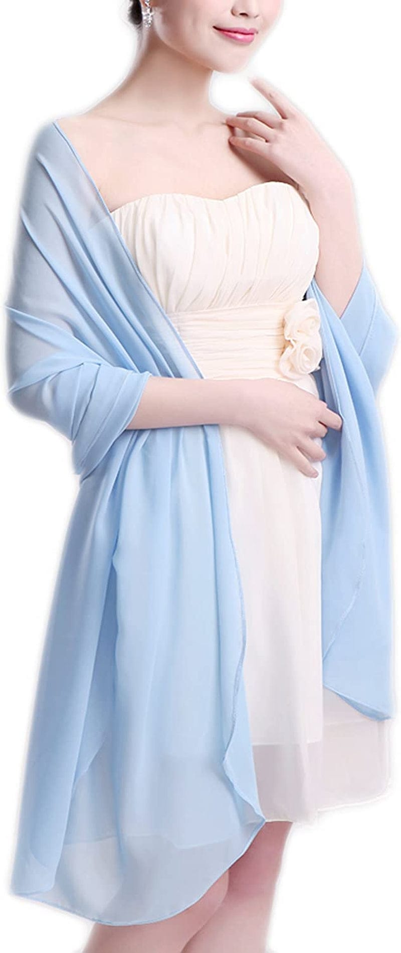 Womens Chiffon Scarf Wrap Hijab Bridal Wedding Scarves Shawl for Bridesmaid Apparel & Accessories > Clothing Accessories > Scarves & Shawls Alivila.Y Fashion Lite Blue 27"*75" 