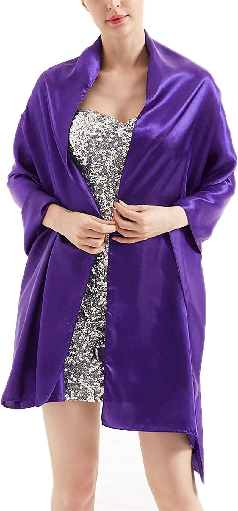 Womens Chiffon Scarf Wrap Hijab Bridal Wedding Scarves Shawl for Bridesmaid Apparel & Accessories > Clothing Accessories > Scarves & Shawls Alivila.Y Fashion Purple Satin 27"*75" 