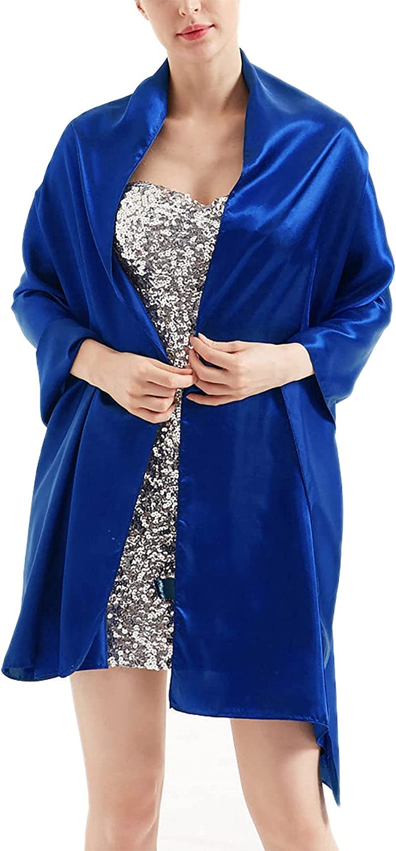 Womens Chiffon Scarf Wrap Hijab Bridal Wedding Scarves Shawl for Bridesmaid Apparel & Accessories > Clothing Accessories > Scarves & Shawls Alivila.Y Fashion Royal Blue Satin 27"*75" 