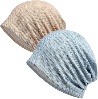 Womens Cotton Beanie Lace Turban Soft Sleep Cap Chemo Hats Fashion Slouchy Hat Apparel & Accessories > Clothing Accessories > Headwear MaxNova 2pack -19  
