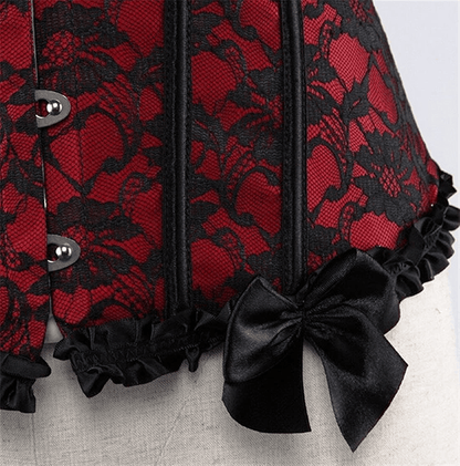 Womens Floral Black Lace Trim Corset Overbust Waist Cincher Bustier Top Apparel & Accessories > Clothing > Underwear & Socks > Lingerie Zhitunemi   