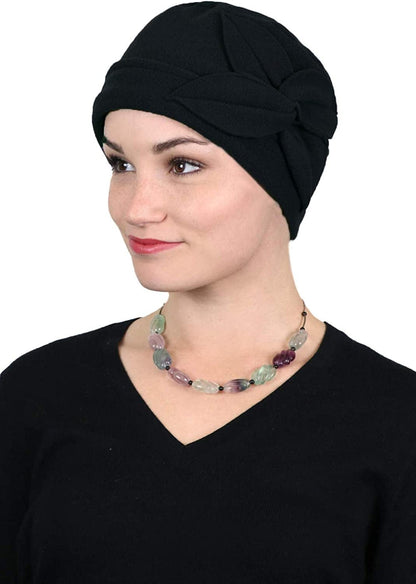 Womens Hat Fleece Beanie Cloche Cancer Headwear Chemo Ladies Winter Head Coverings Butterfly Apparel & Accessories > Clothing Accessories > Headwear Hats Scarves & More Black  