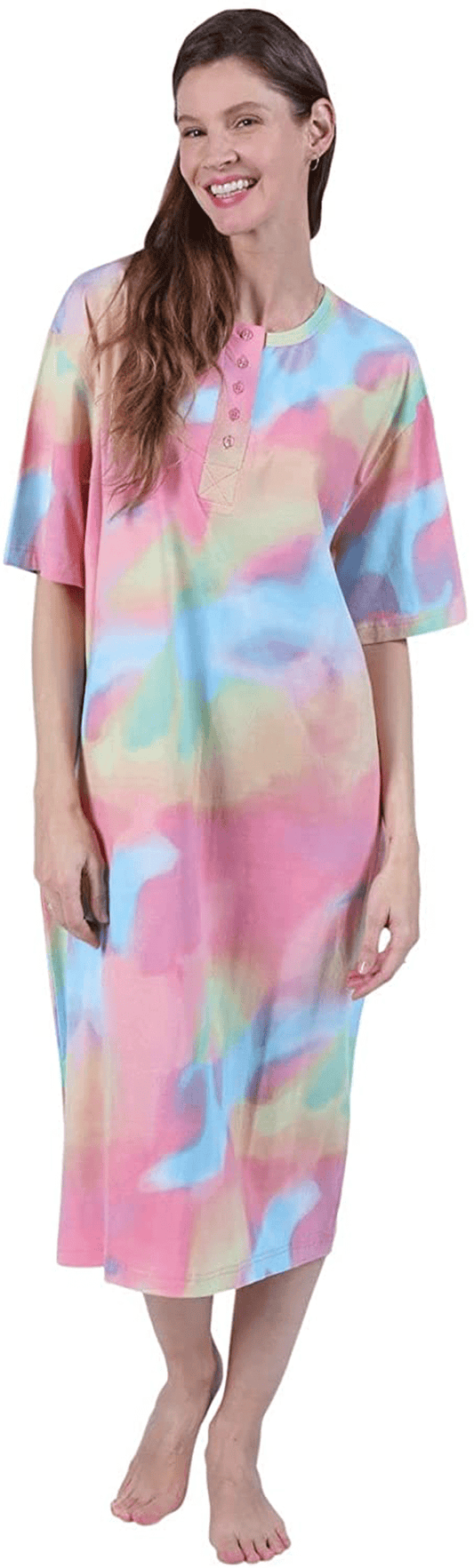 Womens Henley Nightshirts - Set of 2 Long Nightgowns for Women, plus Size Apparel & Accessories > Clothing > Sleepwear & Loungewear > Nightgowns Kylie Max   