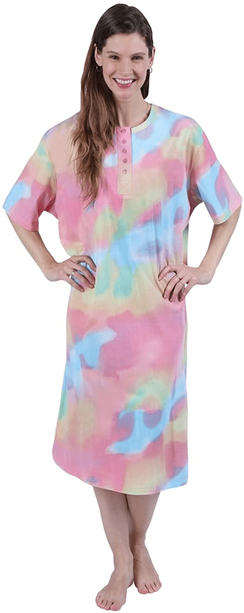 Womens Henley Nightshirts - Set of 2 Long Nightgowns for Women, plus Size Apparel & Accessories > Clothing > Sleepwear & Loungewear > Nightgowns Kylie Max   