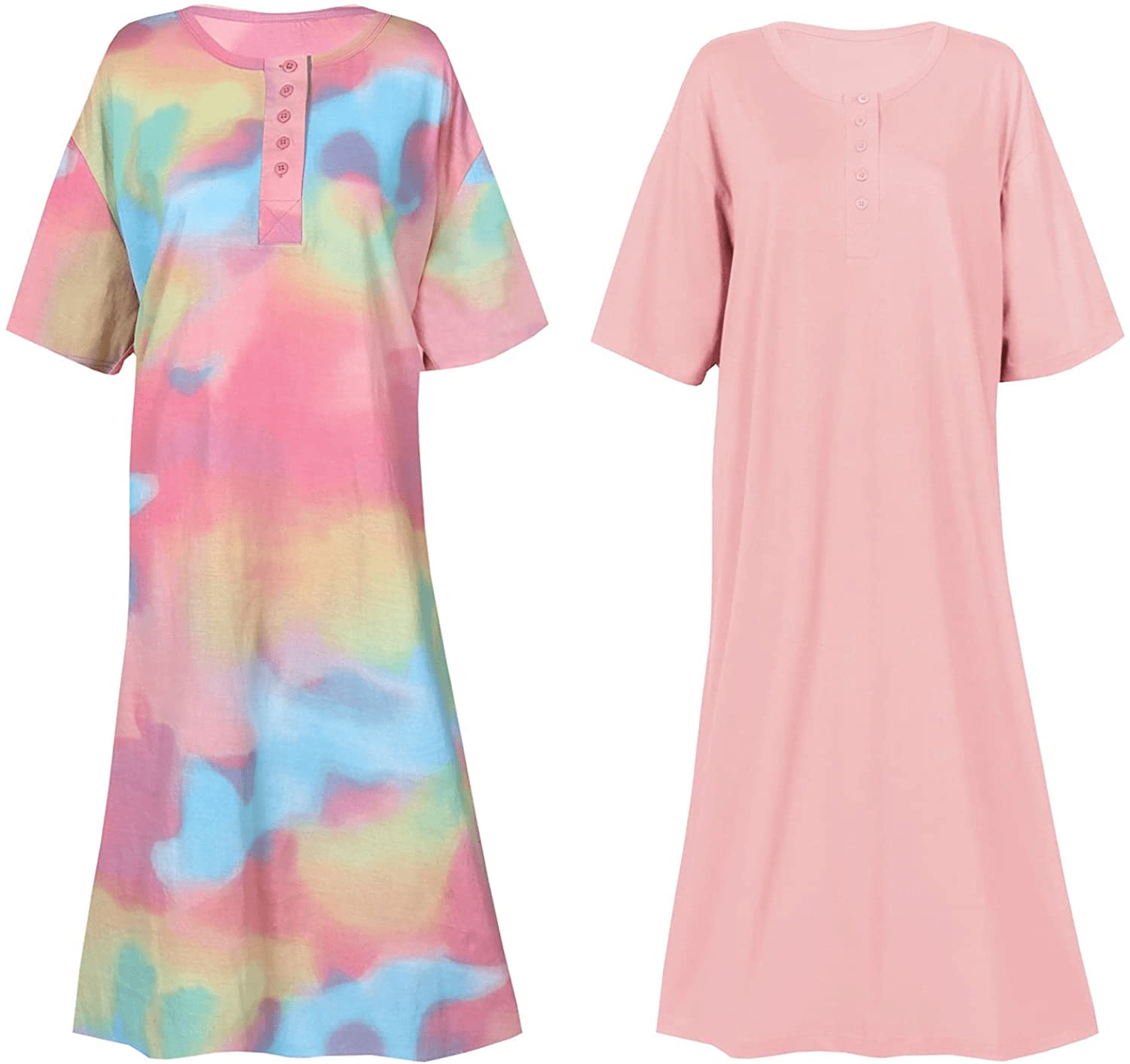 Womens Henley Nightshirts - Set of 2 Long Nightgowns for Women, plus Size Apparel & Accessories > Clothing > Sleepwear & Loungewear > Nightgowns Kylie Max   