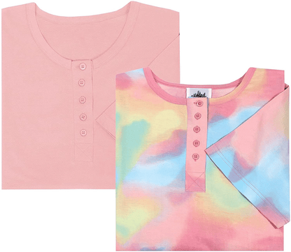 Womens Henley Nightshirts - Set of 2 Long Nightgowns for Women, plus Size Apparel & Accessories > Clothing > Sleepwear & Loungewear > Nightgowns Kylie Max   
