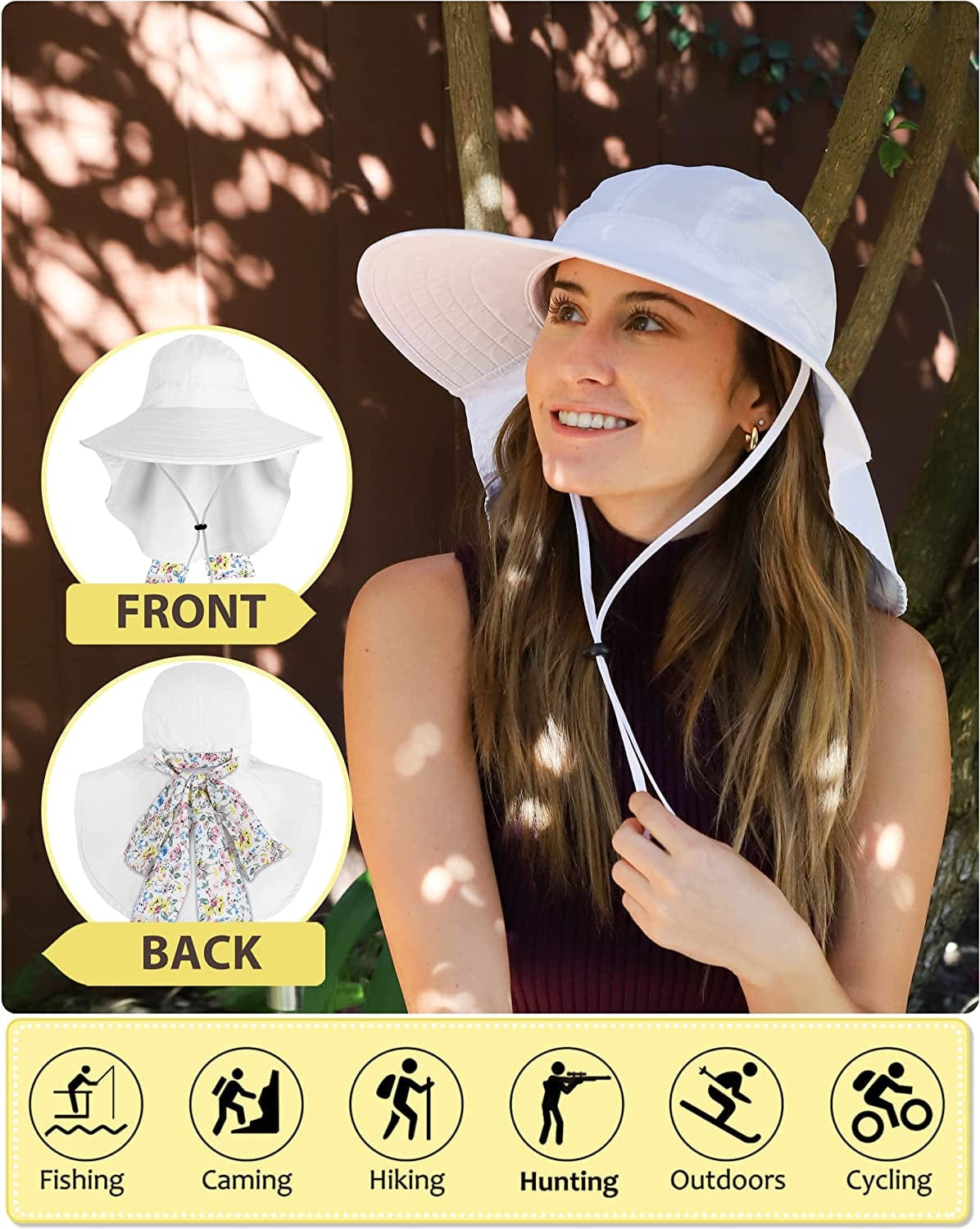 Womens Hiking Hat Wide Brim Hat with Large Neck Flap UPF 50+ Sun Protection Hats Apparel & Accessories > Clothing Accessories > Hats Tirrinia   