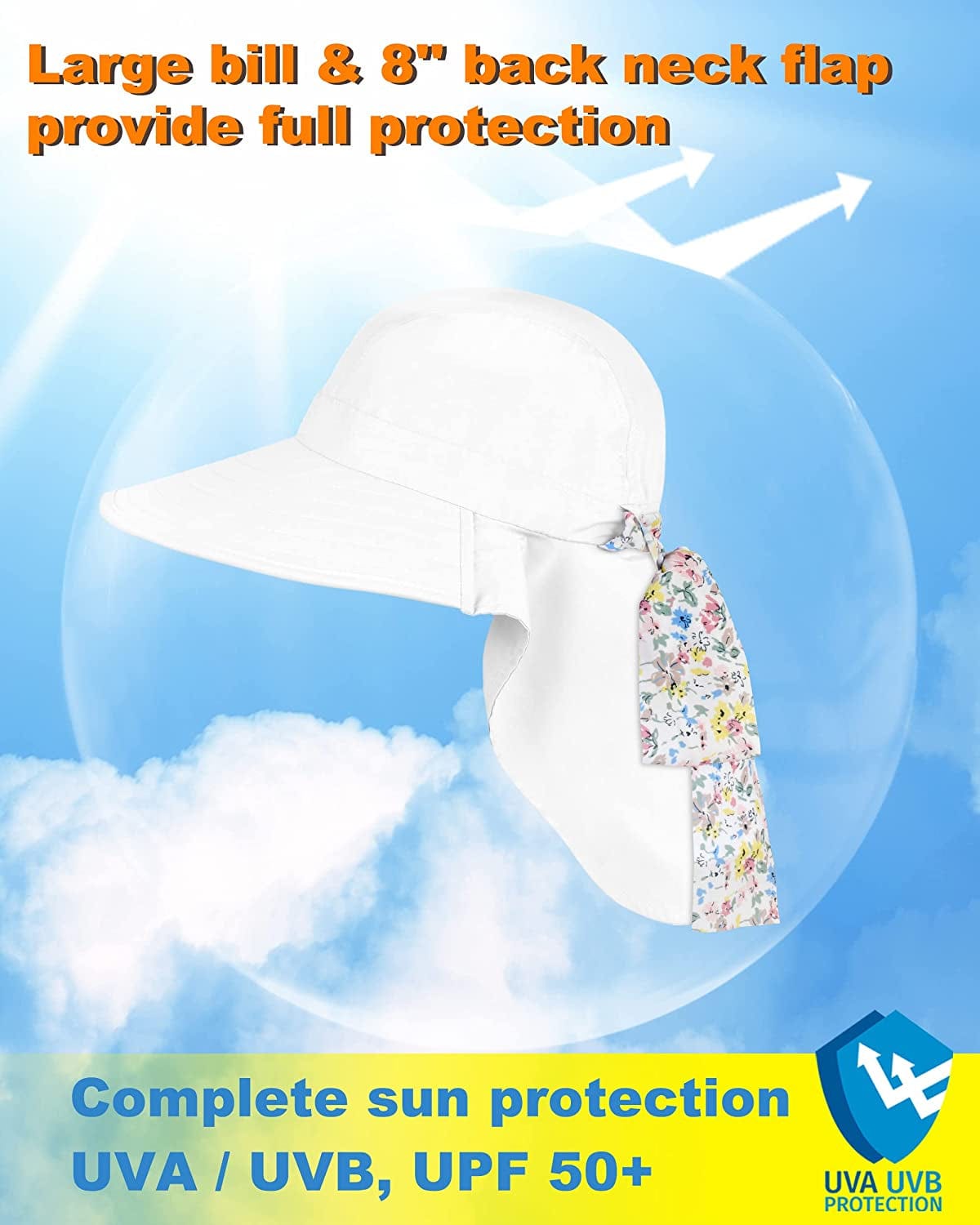 Womens Hiking Hat Wide Brim Hat with Large Neck Flap UPF 50+ Sun Protection Hats Apparel & Accessories > Clothing Accessories > Hats Tirrinia   