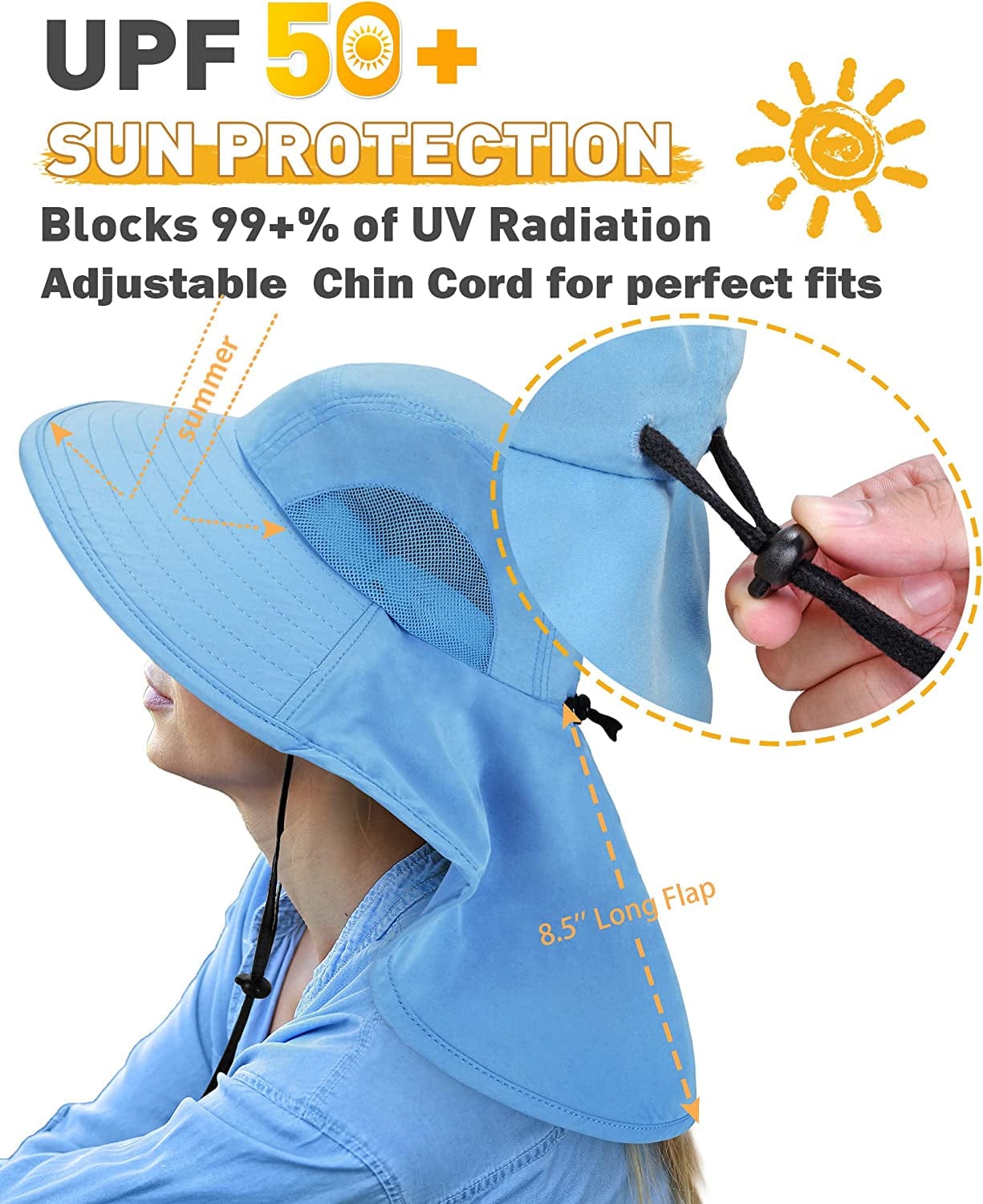 Womens Hiking Hat Wide Brim Hat with Large Neck Flap UPF 50+ Sun Protection Hats Apparel & Accessories > Clothing Accessories > Hats Tirrinia   