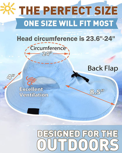 Womens Hiking Hat Wide Brim Hat with Large Neck Flap UPF 50+ Sun Protection Hats Apparel & Accessories > Clothing Accessories > Hats Tirrinia   