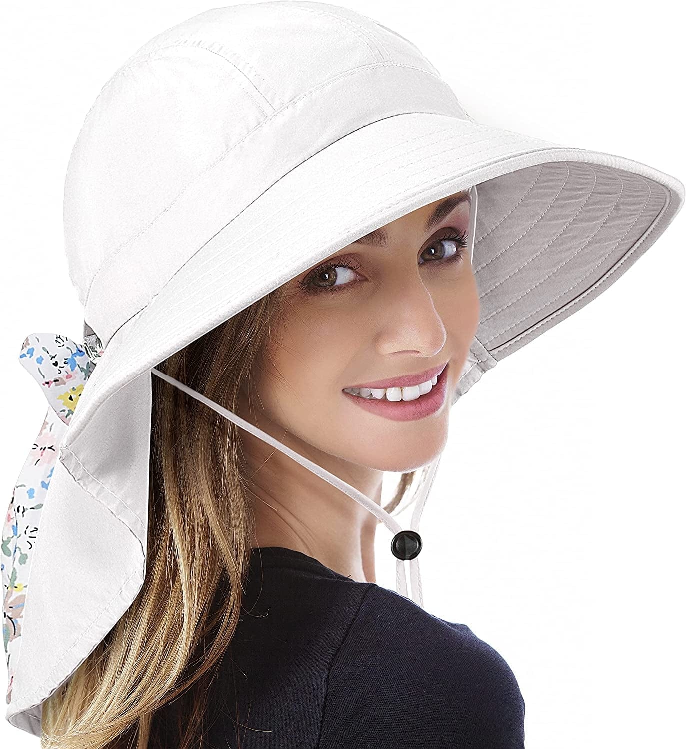Womens Hiking Hat Wide Brim Hat with Large Neck Flap UPF 50+ Sun Protection Hats Apparel & Accessories > Clothing Accessories > Hats Tirrinia #White  