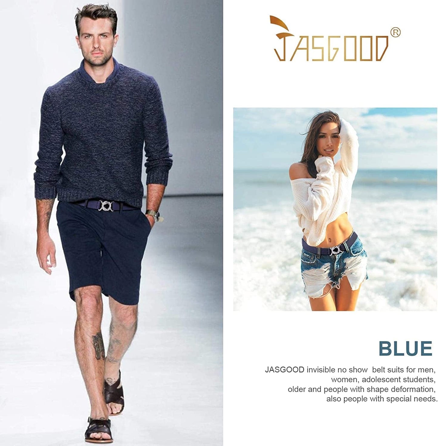 Womens Invisible Belt Comfortable Elastic Adjustable No Show Web Belt Metal Buckle Belt for Men by JASGOOD Apparel & Accessories > Clothing Accessories > Belts KYLIE MAX   
