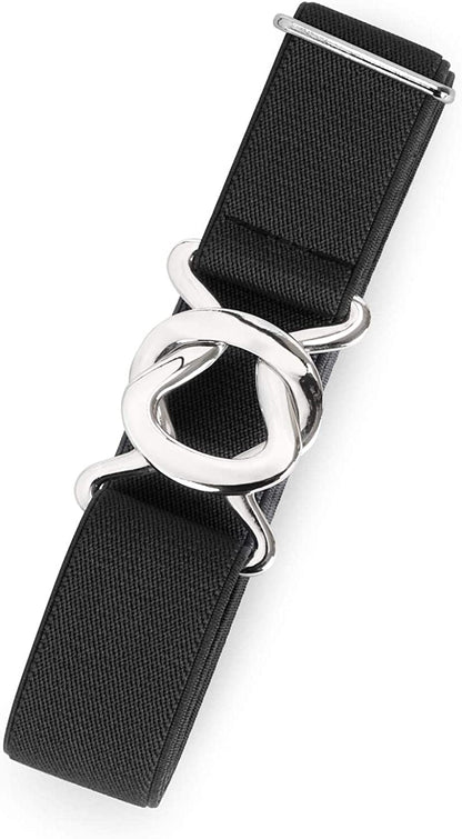 Womens Invisible Belt Comfortable Elastic Adjustable No Show Web Belt Metal Buckle Belt for Men by JASGOOD Apparel & Accessories > Clothing Accessories > Belts KYLIE MAX B-black Suit for US Size 0-14 