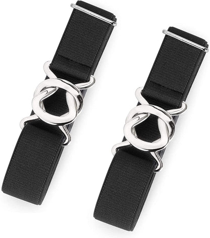 Womens Invisible Belt Comfortable Elastic Adjustable No Show Web Belt Metal Buckle Belt for Men by JASGOOD Apparel & Accessories > Clothing Accessories > Belts KYLIE MAX I-black+black Suit for US Size 0-14 
