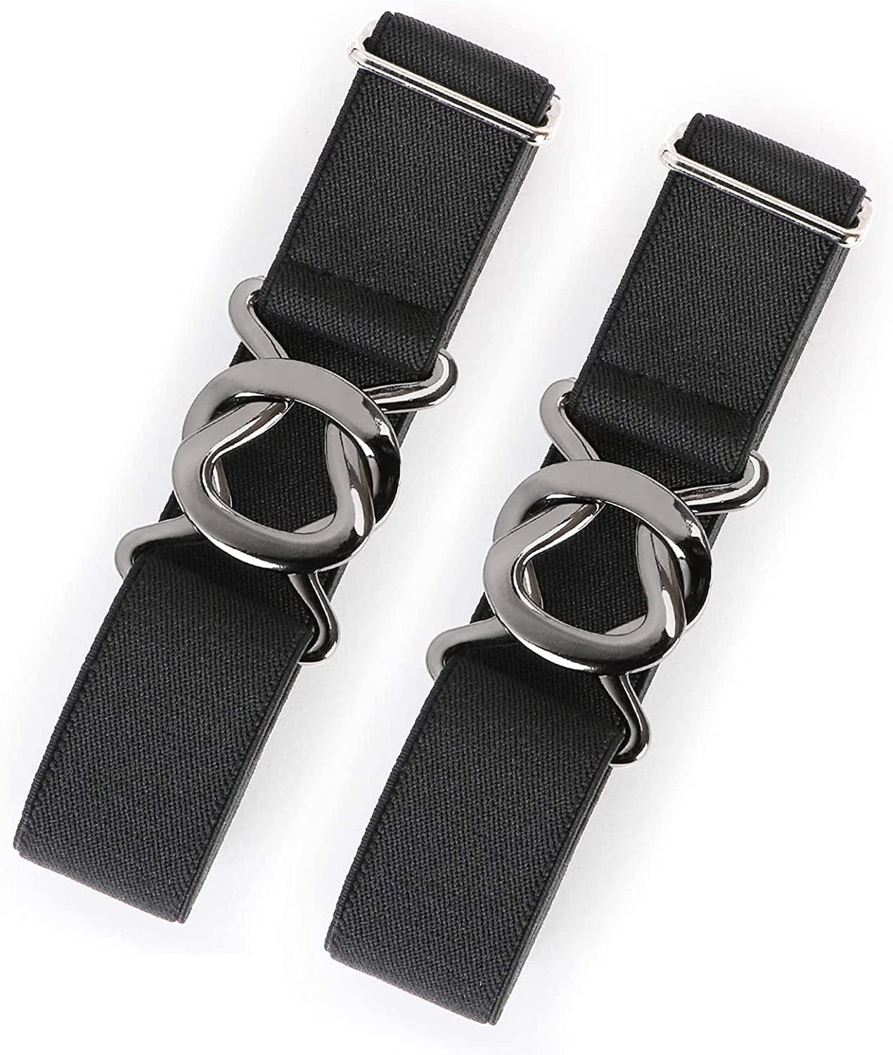 Womens Invisible Belt Comfortable Elastic Adjustable No Show Web Belt Metal Buckle Belt for Men by JASGOOD Apparel & Accessories > Clothing Accessories > Belts KYLIE MAX H-black+black Suit for US Size 0-14 