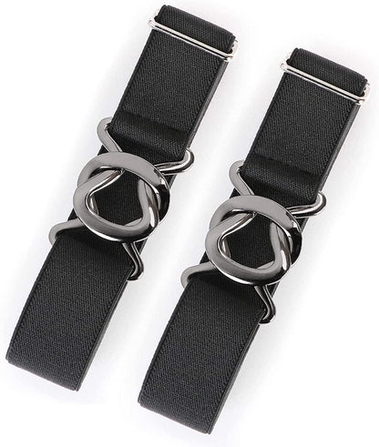 Womens Invisible Belt Comfortable Elastic Adjustable No Show Web Belt Metal Buckle Belt for Men by JASGOOD Apparel & Accessories > Clothing Accessories > Belts KYLIE MAX H-black+black Suit for US Size 0-14 