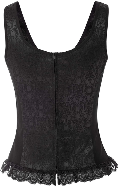 Womens Lace up Jacquard Tank Vest Tops Gothic Corset Top Apparel & Accessories > Clothing > Underwear & Socks > Lingerie Scarlet Darkness   