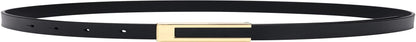 Womens Leather Belt Skinny Waist Belt for Dresses Jeans Pants with Gold Buckle Apparel & Accessories > Clothing Accessories > Belts YooAi Black Fit Waist 26"-30" 