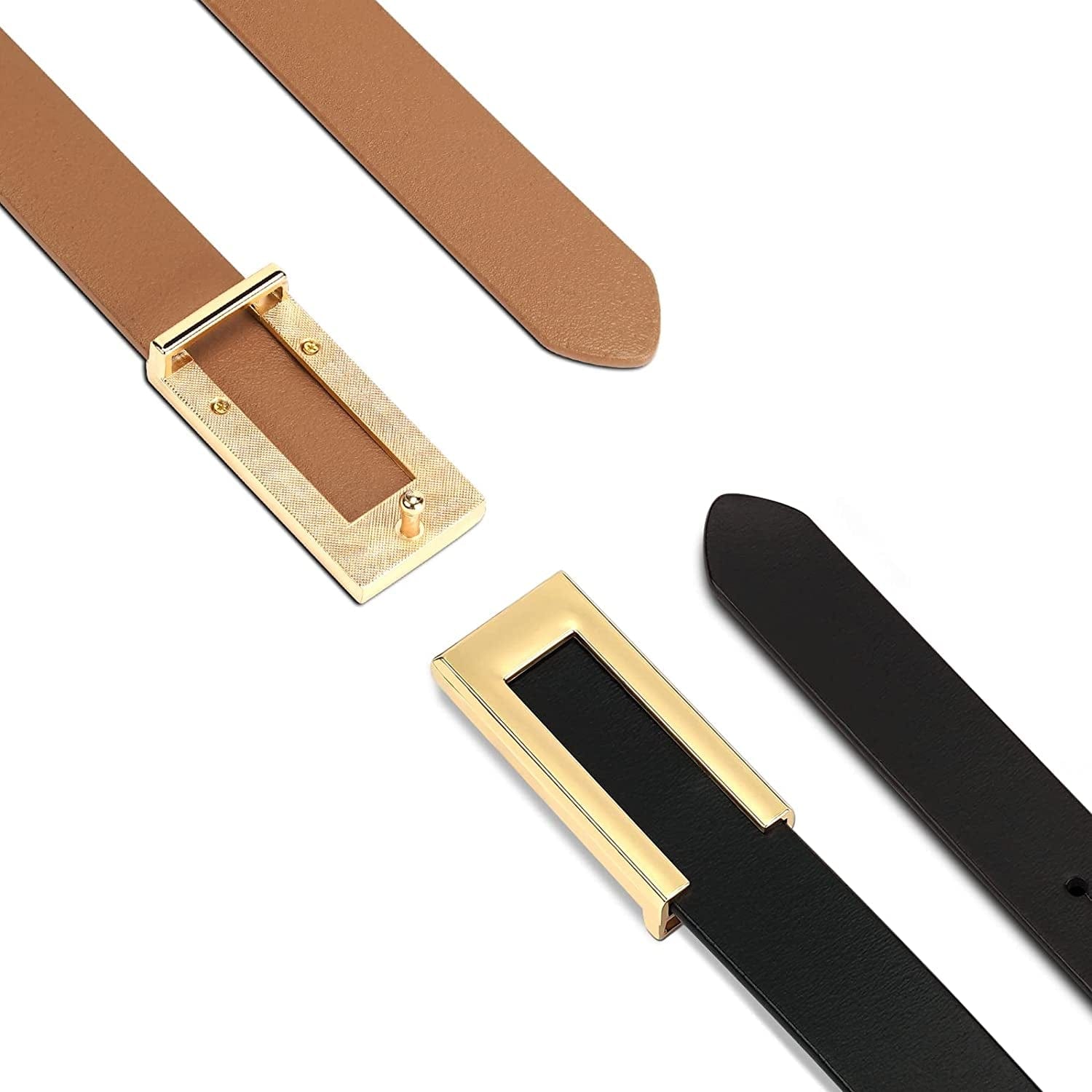 Womens Leather Belt Skinny Waist Belt for Dresses Jeans Pants with Gold Buckle Apparel & Accessories > Clothing Accessories > Belts YooAi   