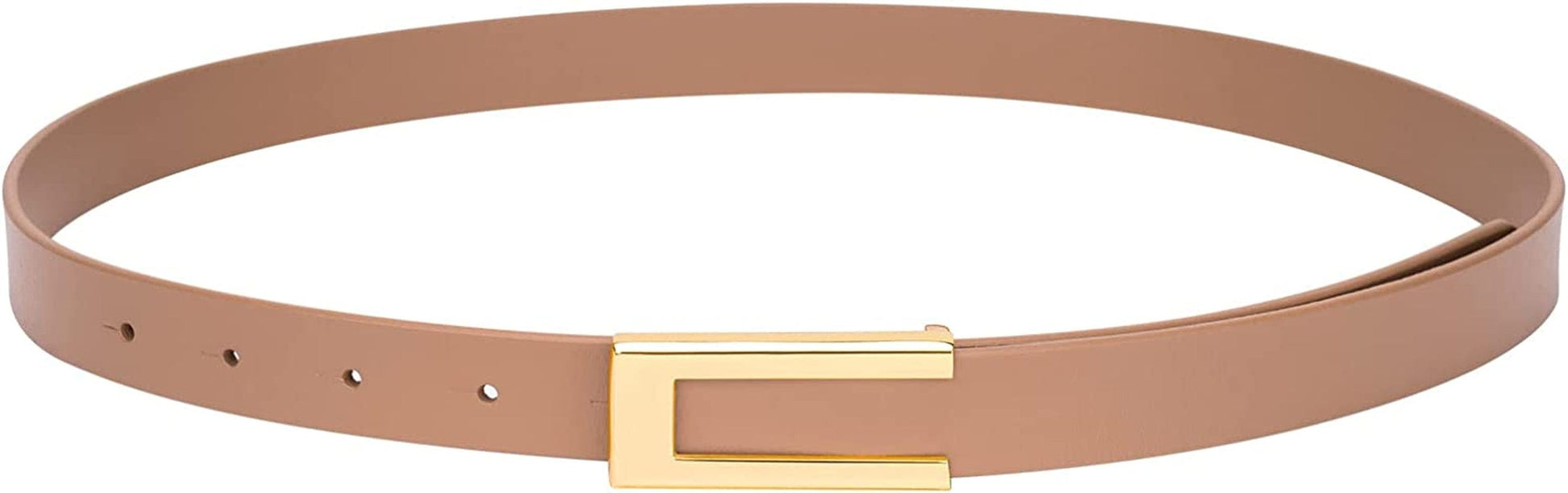 Womens Leather Belt Skinny Waist Belt for Dresses Jeans Pants with Gold Buckle Apparel & Accessories > Clothing Accessories > Belts YooAi Khaki Fit Waist 26"-30" 