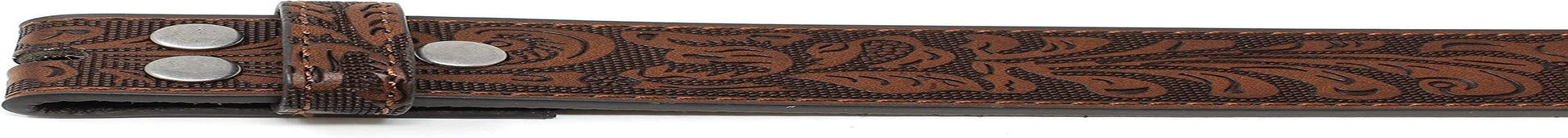 Womens Leather Belt Strap with Embossed Western Scrollwork 1.25" Wide with Snaps Apparel & Accessories > Clothing Accessories > Belts BC Belts   