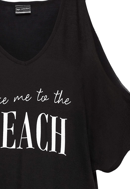 Womens Letters Print Baggy Swimwear Bikini Cover-Ups Beach Dress Apparel & Accessories > Clothing > Swimwear Kylie Max   