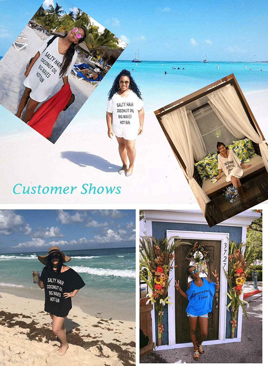 Womens Letters Print Baggy Swimwear Bikini Cover-Ups Beach Dress Apparel & Accessories > Clothing > Swimwear Kylie Max   