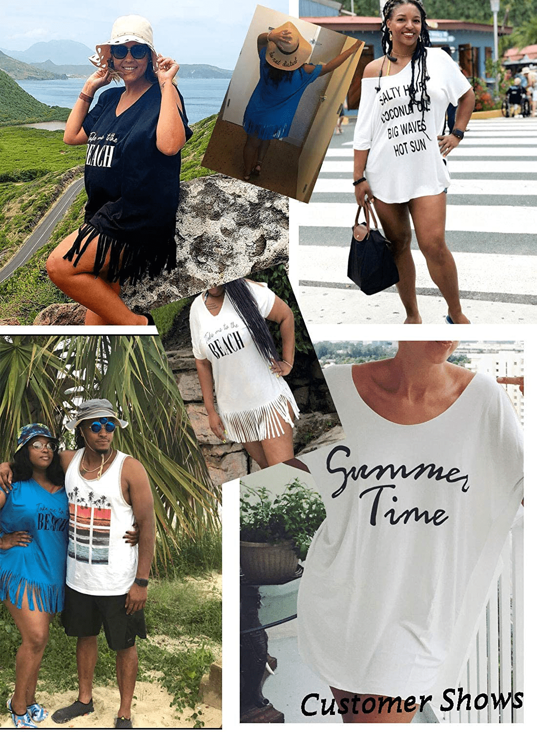 Womens Letters Print Baggy Swimwear Bikini Cover-Ups Beach Dress Apparel & Accessories > Clothing > Swimwear Kylie Max   