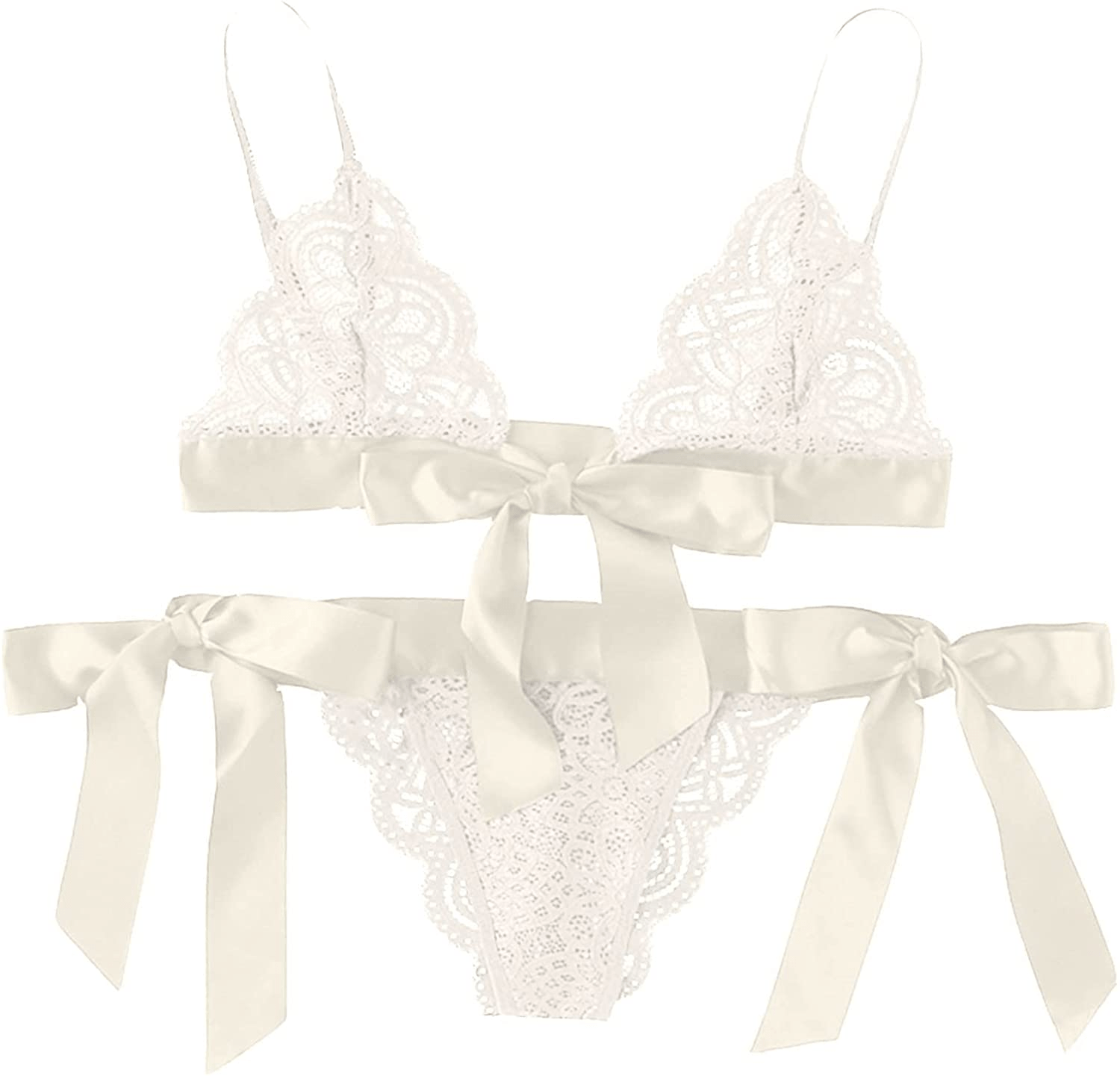 Womens Lingerie Sexy Outfits with Garter Naughty Teddy Babydoll Bra and Panty Set Lace Mesh Chemise Cosplay Sleepwear Apparel & Accessories > Clothing > Underwear & Socks > Lingerie Uppada 9-white XX-Large 