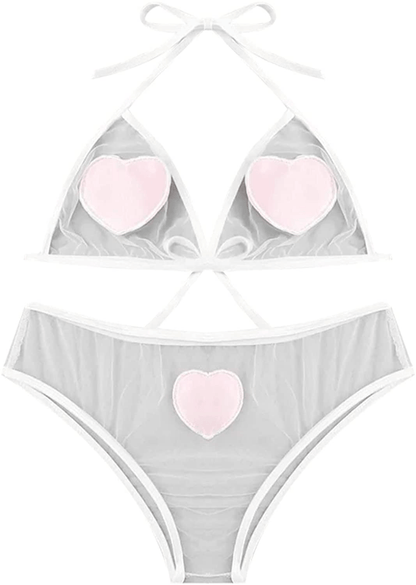Womens Lingerie Sexy Outfits with Garter Naughty Teddy Babydoll Bra and Panty Set Lace Mesh Chemise Cosplay Sleepwear Apparel & Accessories > Clothing > Underwear & Socks > Lingerie Uppada   