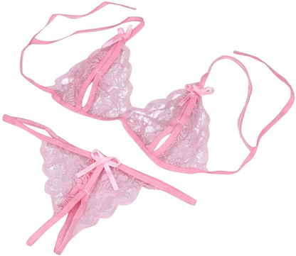 Womens Lingerie Sexy Outfits with Garter Naughty Teddy Babydoll Bra and Panty Set Lace Mesh Chemise Cosplay Sleepwear Apparel & Accessories > Clothing > Underwear & Socks > Lingerie Uppada 14-pink Large 