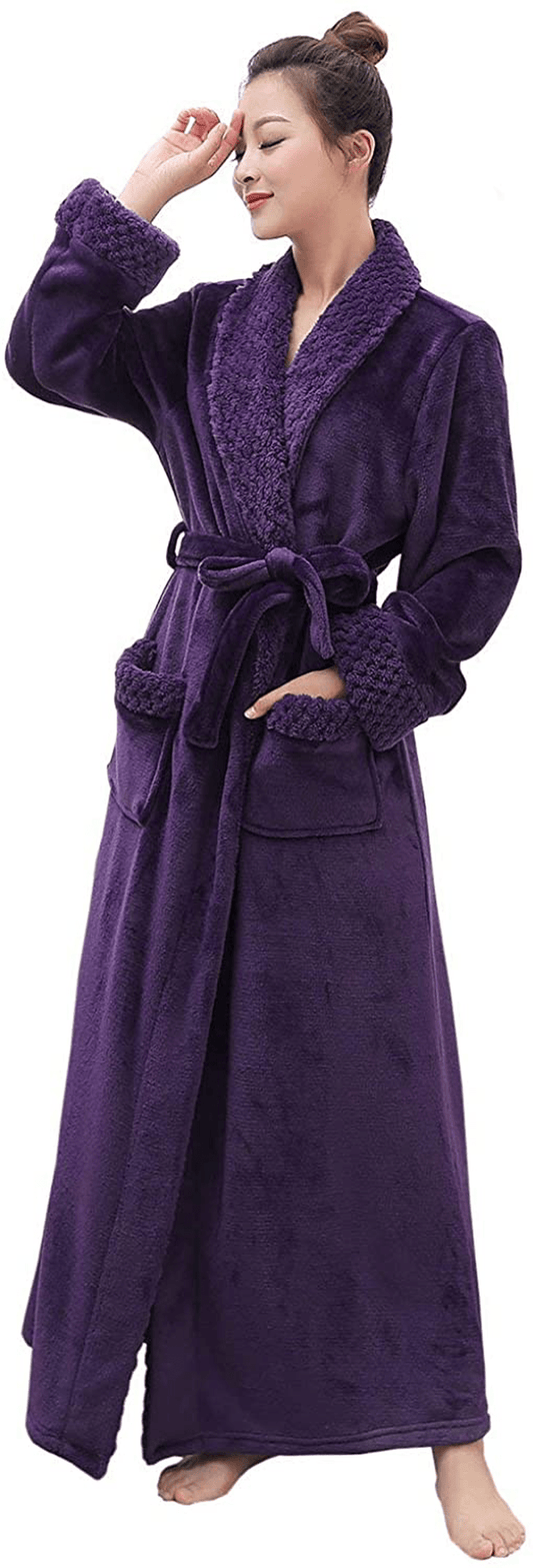 Womens Long Robe Soft Plush plus Size Warm Comfy Bathrobe for Ladies Sleepwear Apparel & Accessories > Clothing > Sleepwear & Loungewear > Robes Kylie Max   