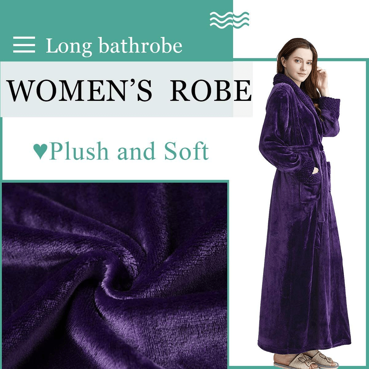 Womens Long Robe Soft Plush plus Size Warm Comfy Bathrobe for Ladies Sleepwear Apparel & Accessories > Clothing > Sleepwear & Loungewear > Robes Kylie Max   
