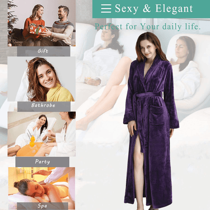 Womens Long Robe Soft Plush plus Size Warm Comfy Bathrobe for Ladies Sleepwear Apparel & Accessories > Clothing > Sleepwear & Loungewear > Robes Kylie Max   