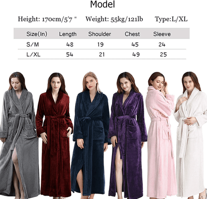 Womens Long Robe Soft Plush plus Size Warm Comfy Bathrobe for Ladies Sleepwear Apparel & Accessories > Clothing > Sleepwear & Loungewear > Robes Kylie Max   