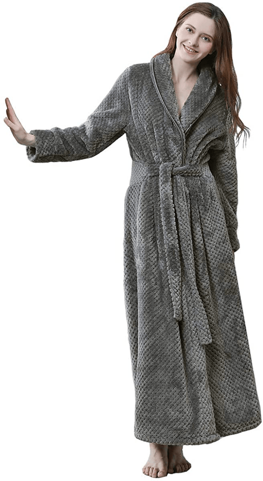 Womens Long Robe Soft Warm Fleece Plush Bathrobe Ladies Sleepwear Pajamas Housecoat Nightgown Apparel & Accessories > Clothing > Sleepwear & Loungewear > Robes Kylie Max   