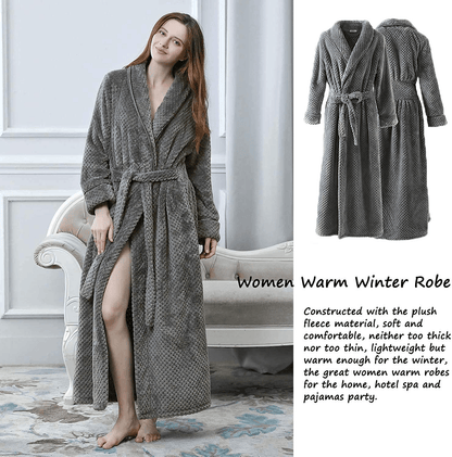 Womens Long Robe Soft Warm Fleece Plush Bathrobe Ladies Sleepwear Pajamas Housecoat Nightgown Apparel & Accessories > Clothing > Sleepwear & Loungewear > Robes Kylie Max   